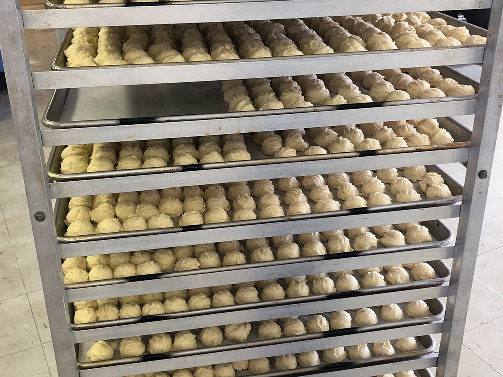 Pierogi balls ready for dough