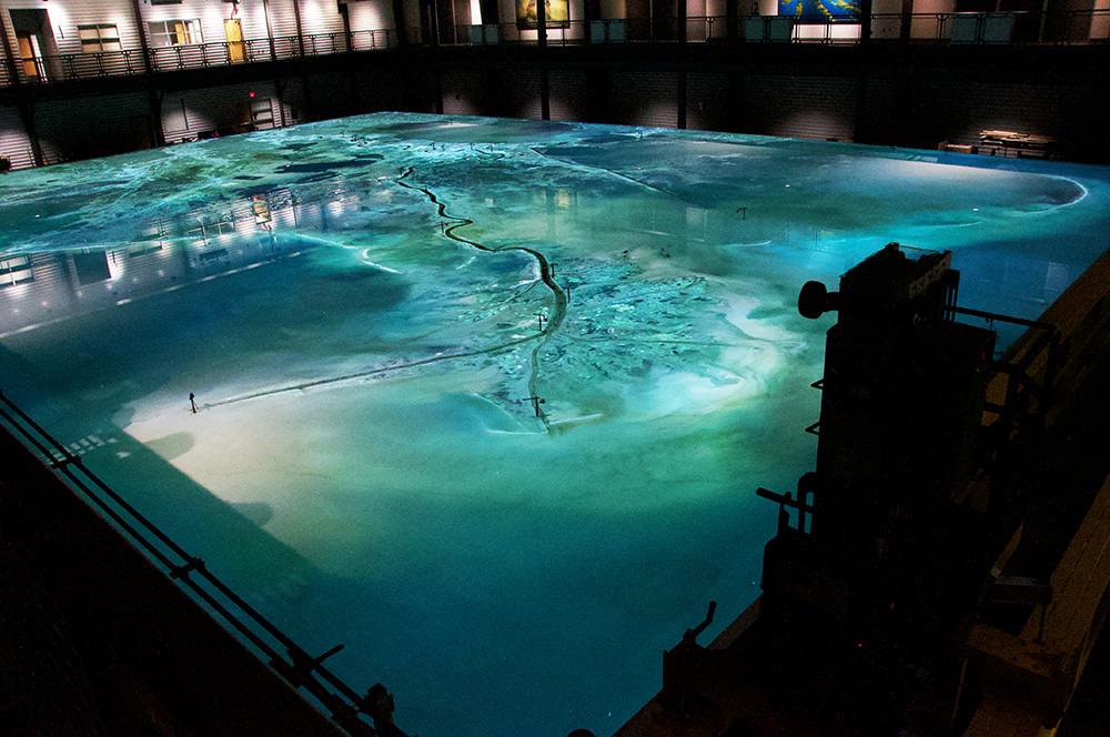 The Center for River Studies Coastal Model at LSU, photo by Elizabeth Miller