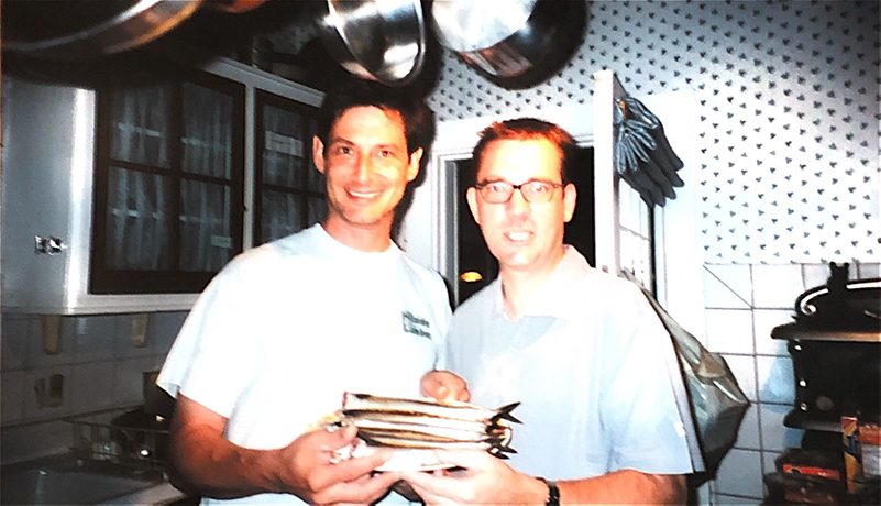 Ted Allen holding mackerel