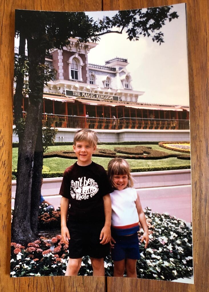 Ted Allen and sister at Disney's Magic Kingdom, 1972